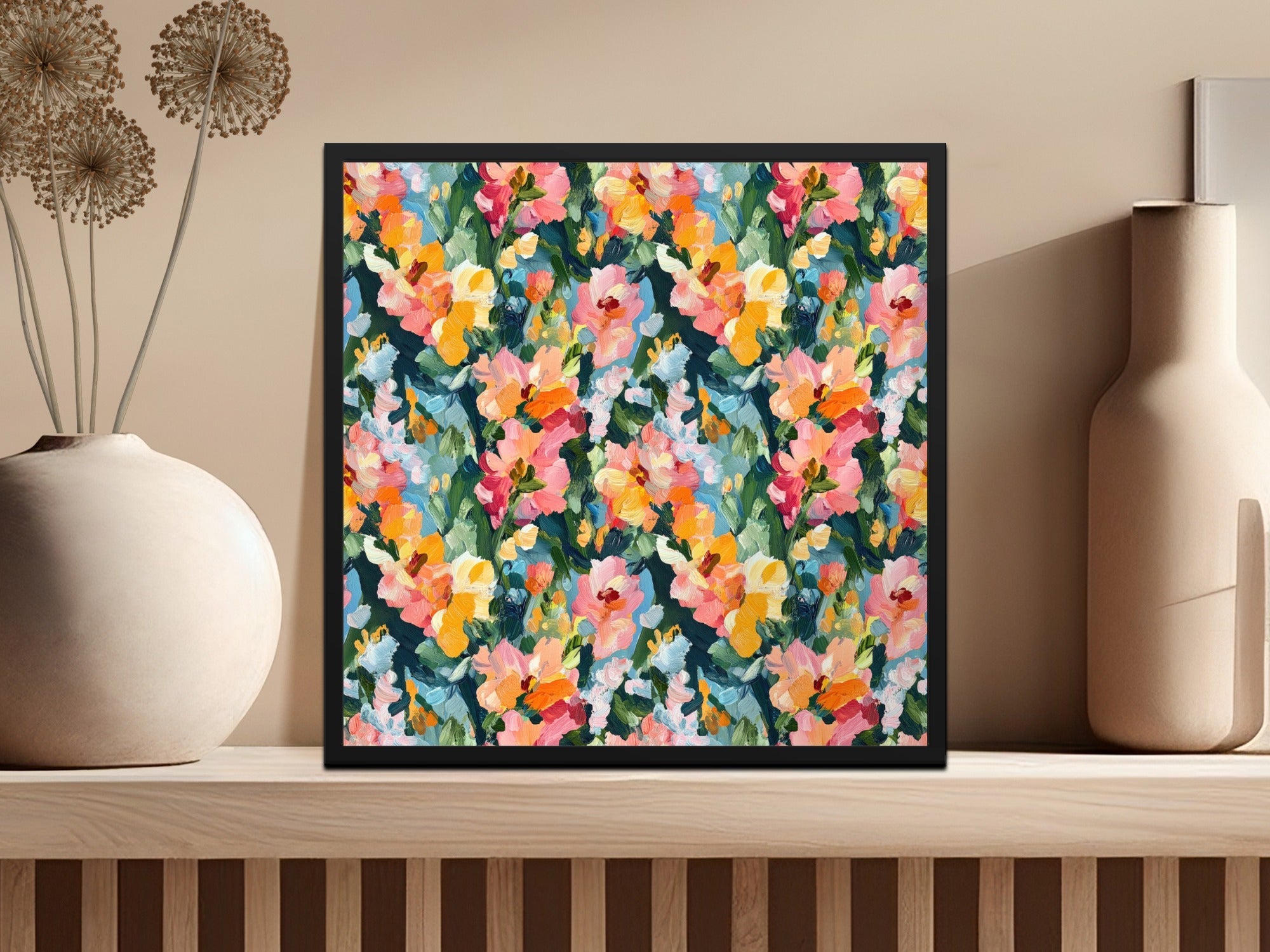 Abstract Painted Floral Artwork In Jewel Tones Spring Colors Digital - Moore and Mountain