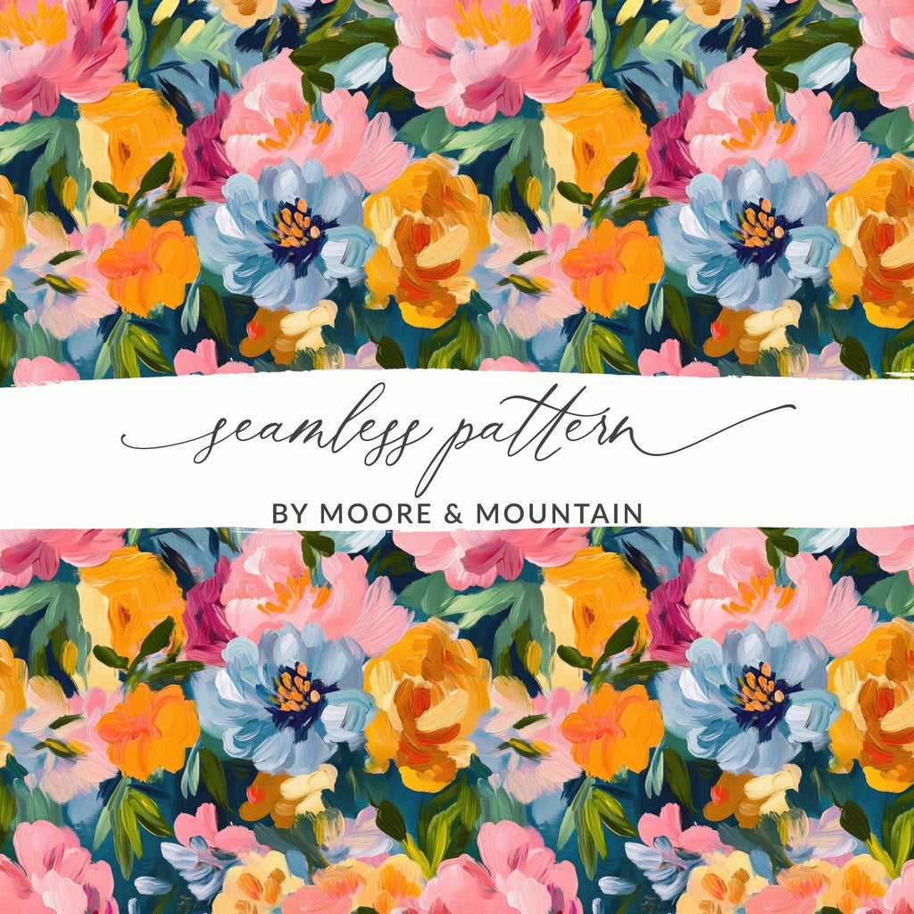Abstract Painted Spring Floral with Jewel Tones Digital - Moore and Mountain