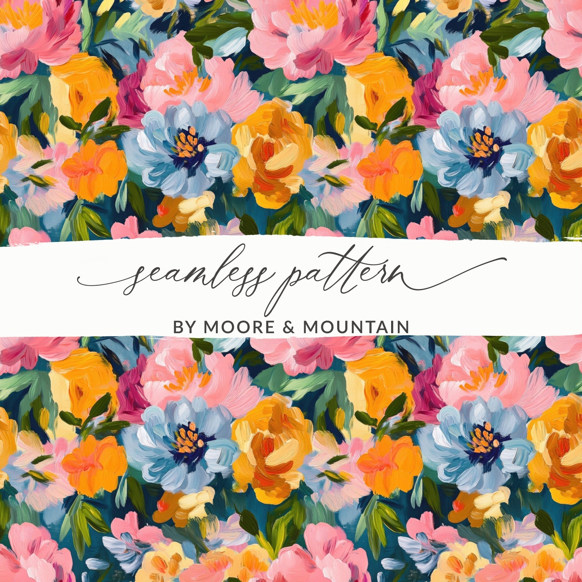 Abstract Painted Spring Floral with Jewel Tones Digital - Moore and Mountain