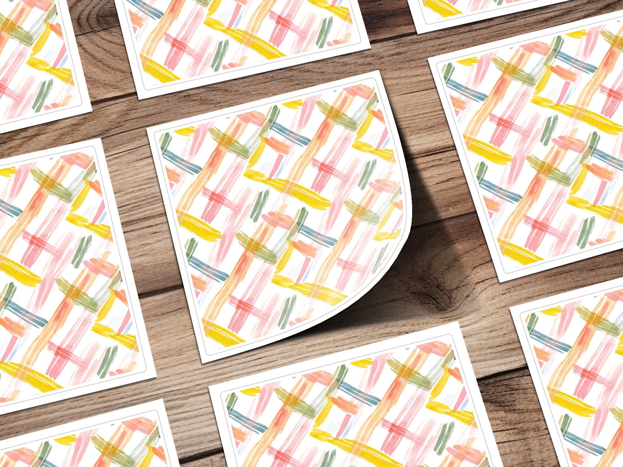Abstract Watercolor Digital Paper, Pastel Lines Pattern, Pink Yellow Green Digital, Scrapbook Paper, Commercial Use, Fabric Design - Moore and Mountain