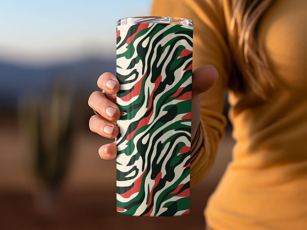 Abstract Zebra Stripe Digital Paper, Red Green Camo Seamless Pattern, Animal Print Background, Fabric Design Digital Download - Moore and Mountain