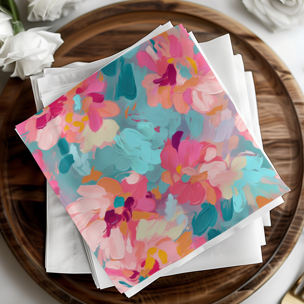 Vibrant Abstract Floral Pattern Decorative Napkins Set