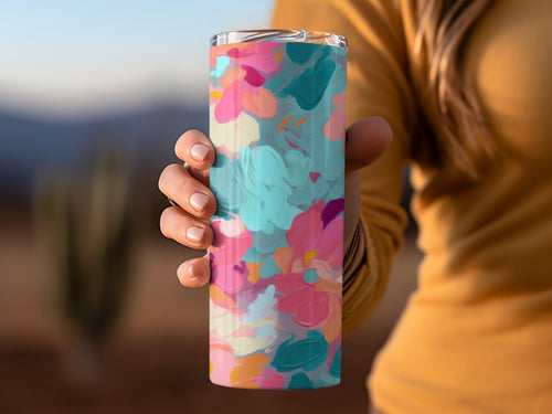 Vibrant Floral Design Insulated Tumbler Cup for Drinks