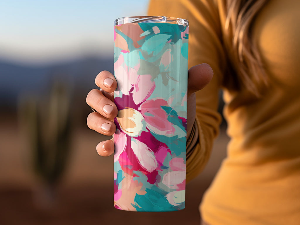 Abstract Floral Design Insulated Drinkware Tumbler