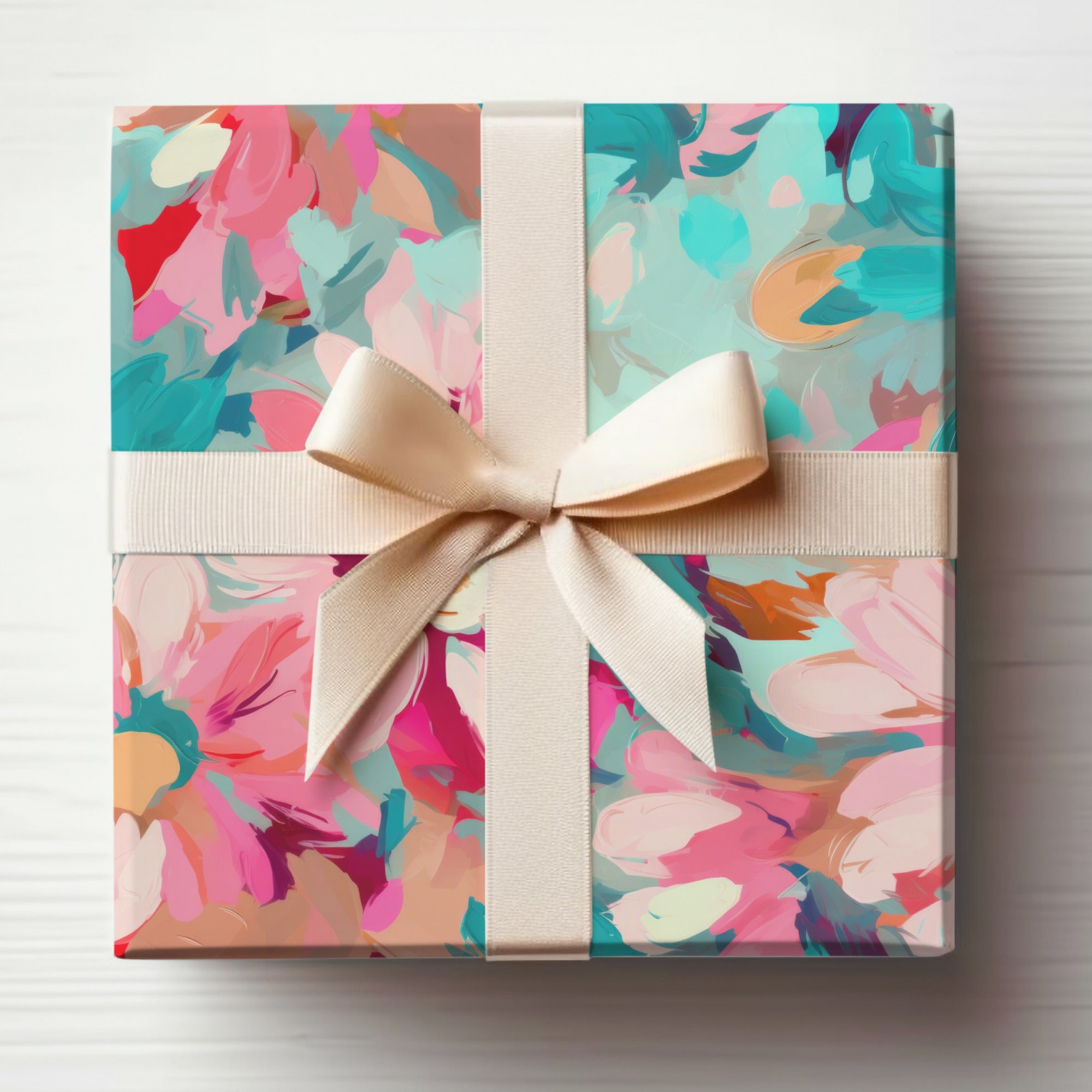 Colorful Floral Abstract Gift Wrapping Box Design