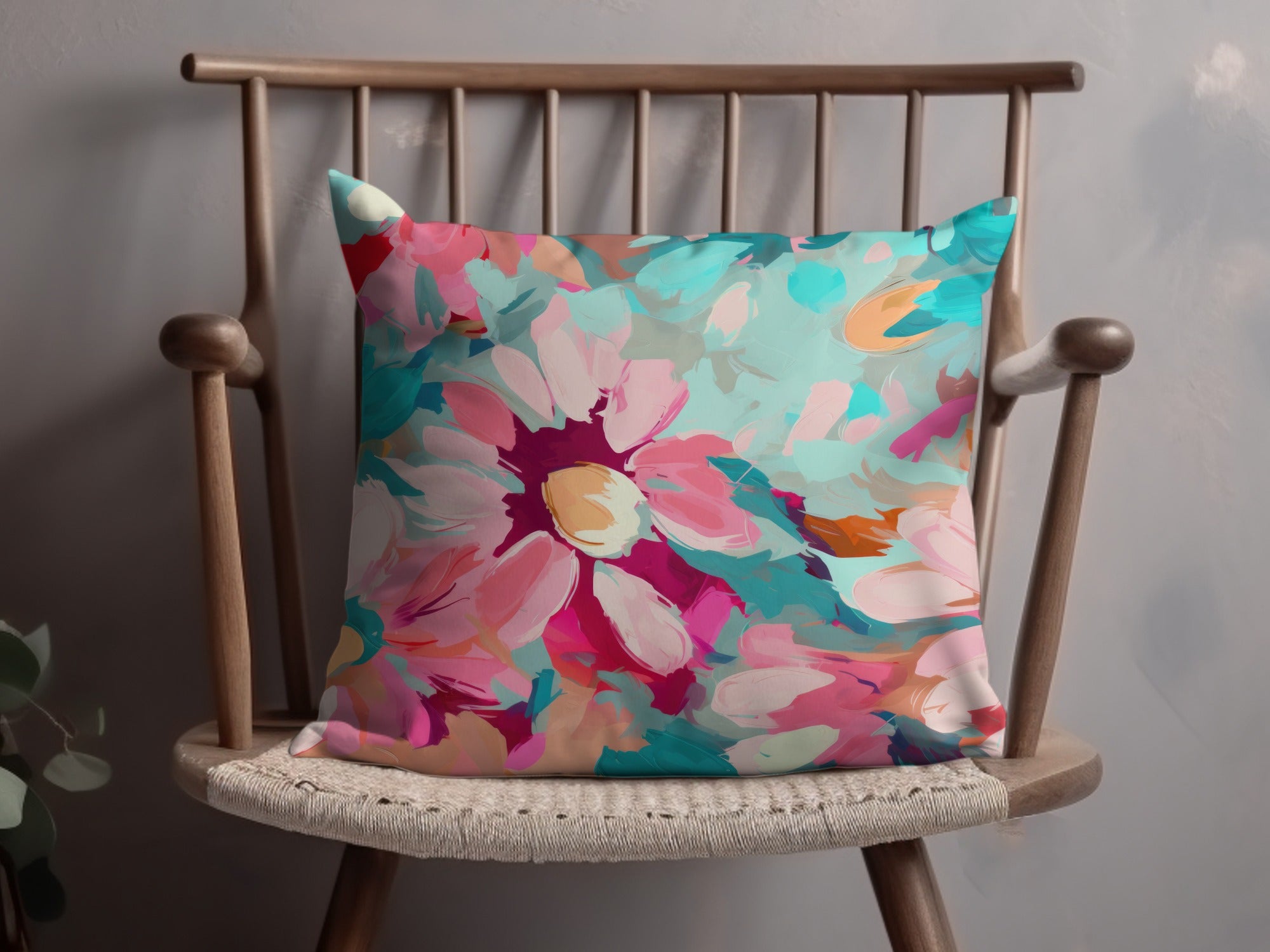Colorful Abstract Flower Art Design Pillow Product