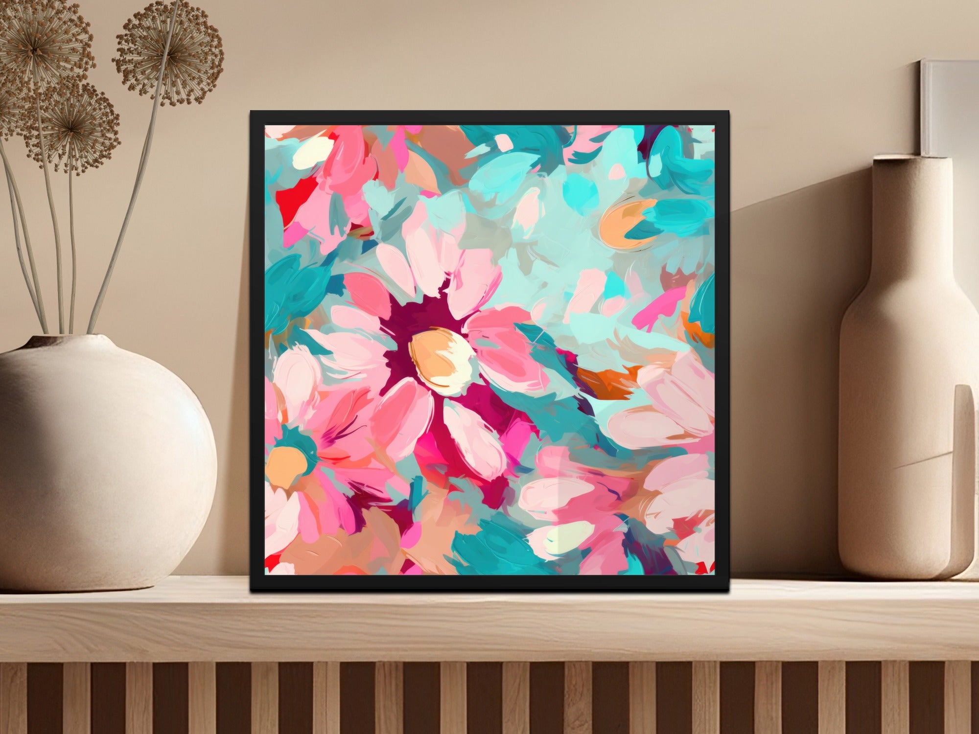 Vibrant Abstract Floral Artwork for Home Decor