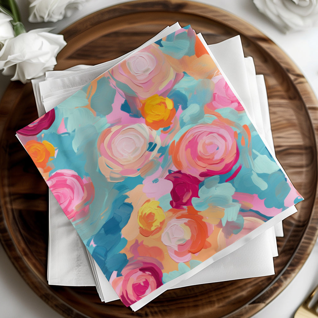 Colorful Abstract Floral Art Design Napkin Set