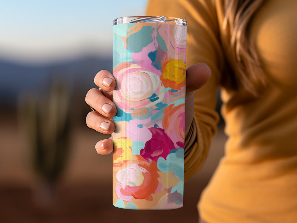 Colorful Floral Insulated Tumbler Cup Large Capacity