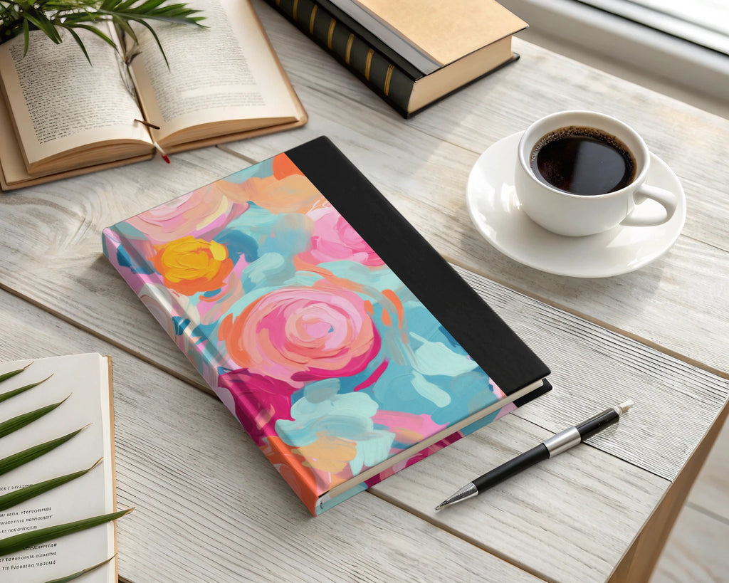 Colorful Abstract Flower Design Hardcover Journal