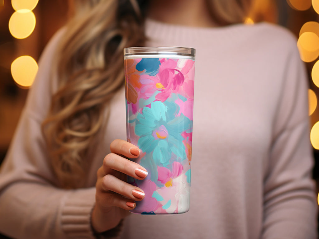 Vibrant Floral Pattern Insulated Travel Tumbler