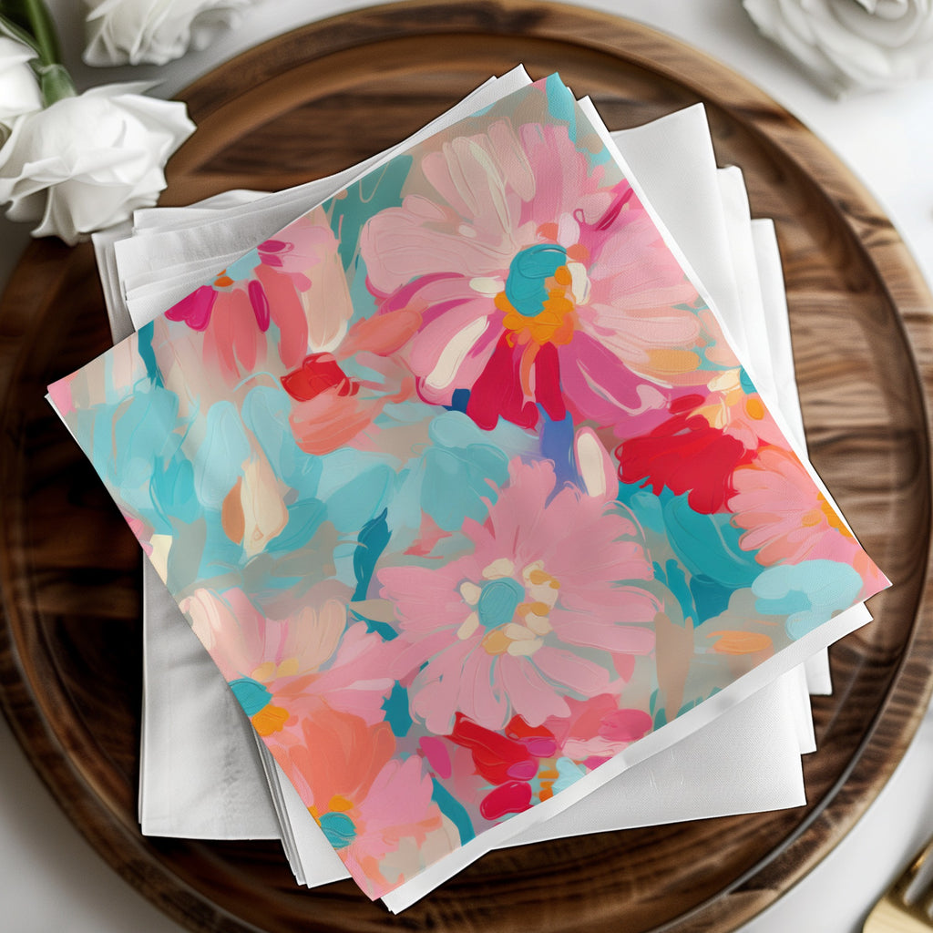 Bright Floral Pattern Decorative Napkins Set for Table