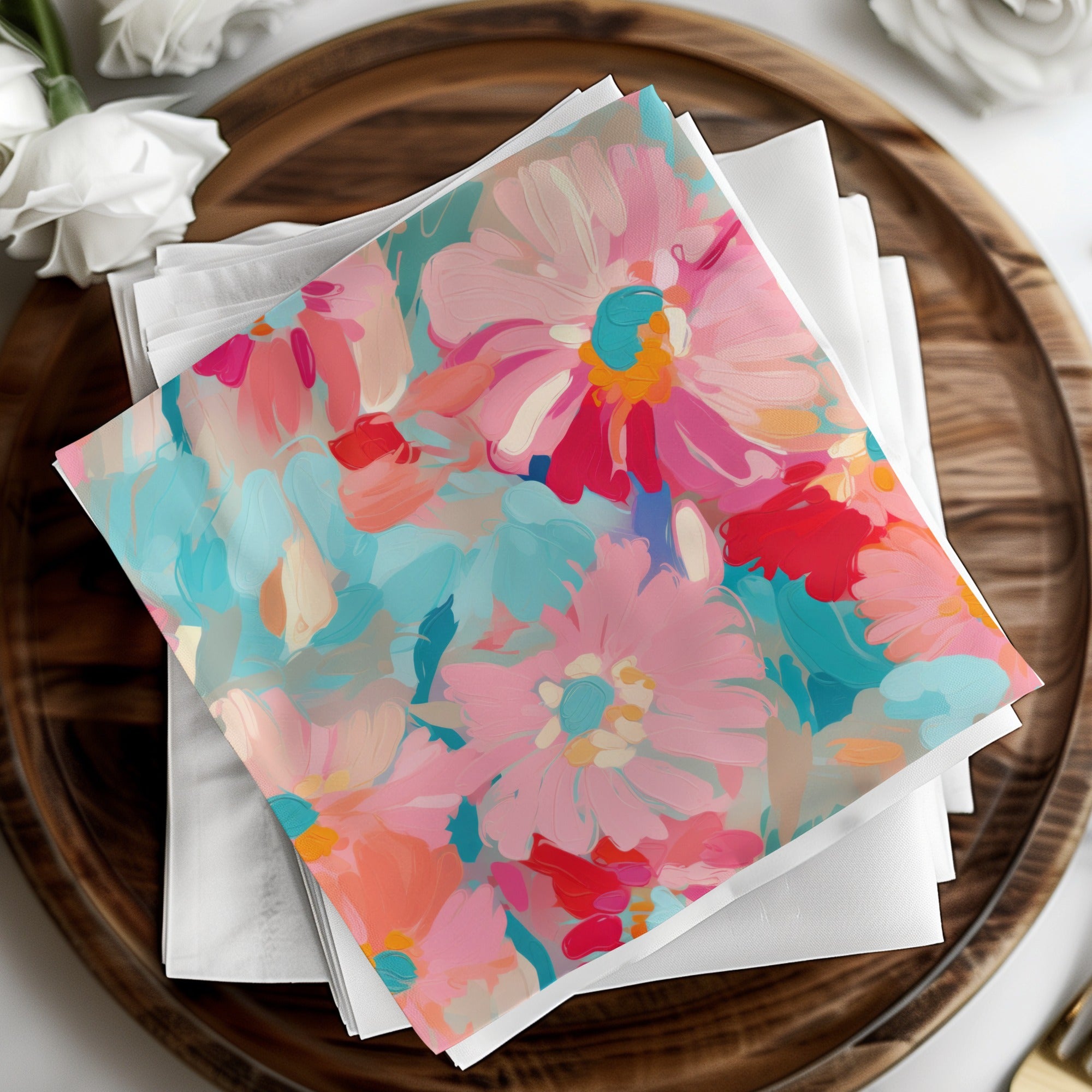 Bright Floral Pattern Decorative Napkins Set for Table