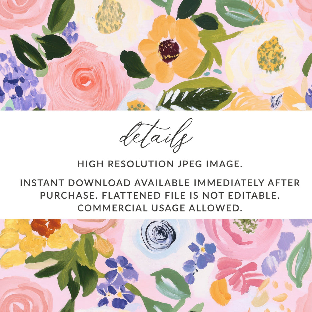Acrylic Pink Floral Seamless Pattern, Fine Art Floral, Gouache Painted Flowers Digital Paper, Printable Fabric Design, Repeat Pattern - Moore and Mountain