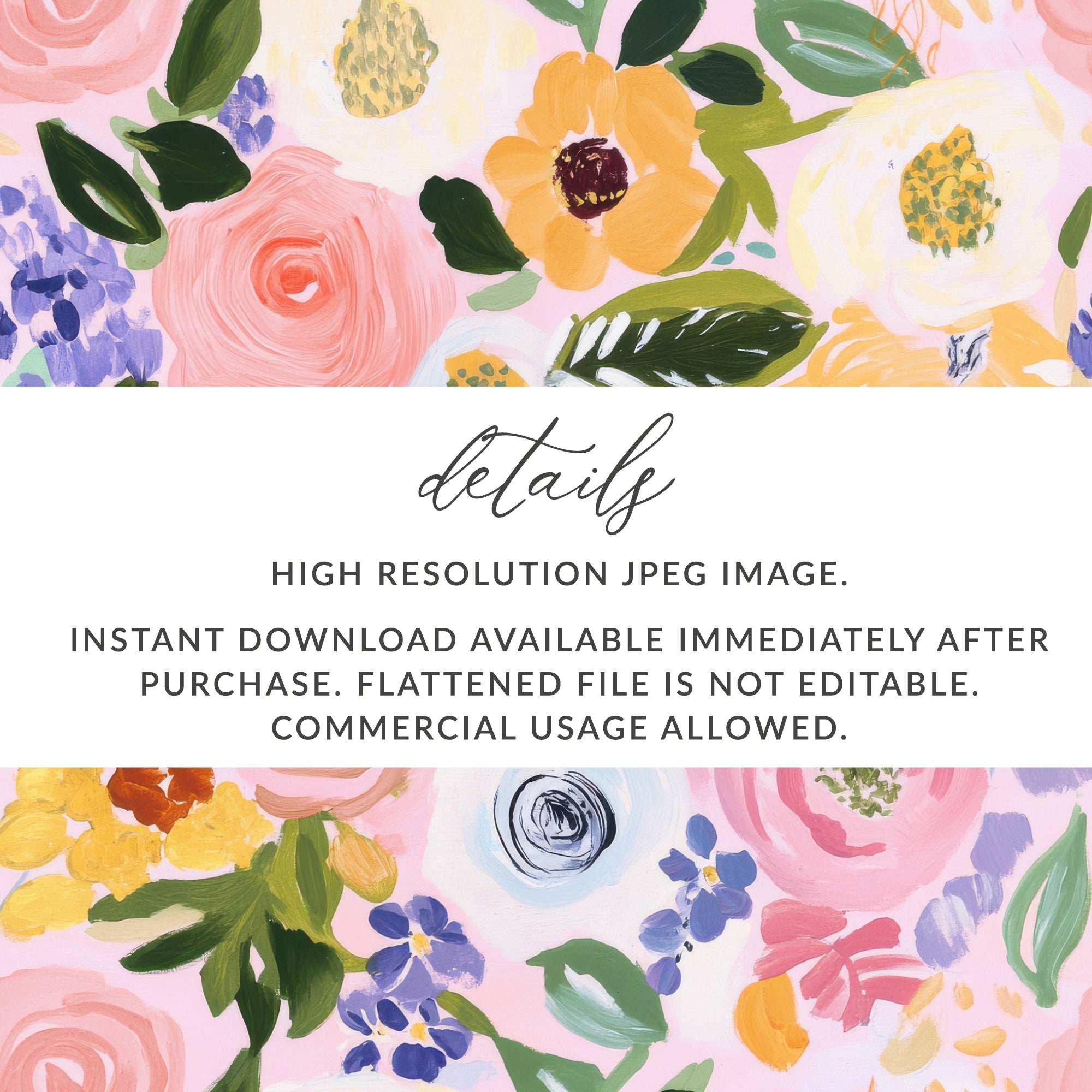 Acrylic Pink Floral Seamless Pattern, Fine Art Floral, Gouache Painted Flowers Digital Paper, Printable Fabric Design, Repeat Pattern - Moore and Mountain