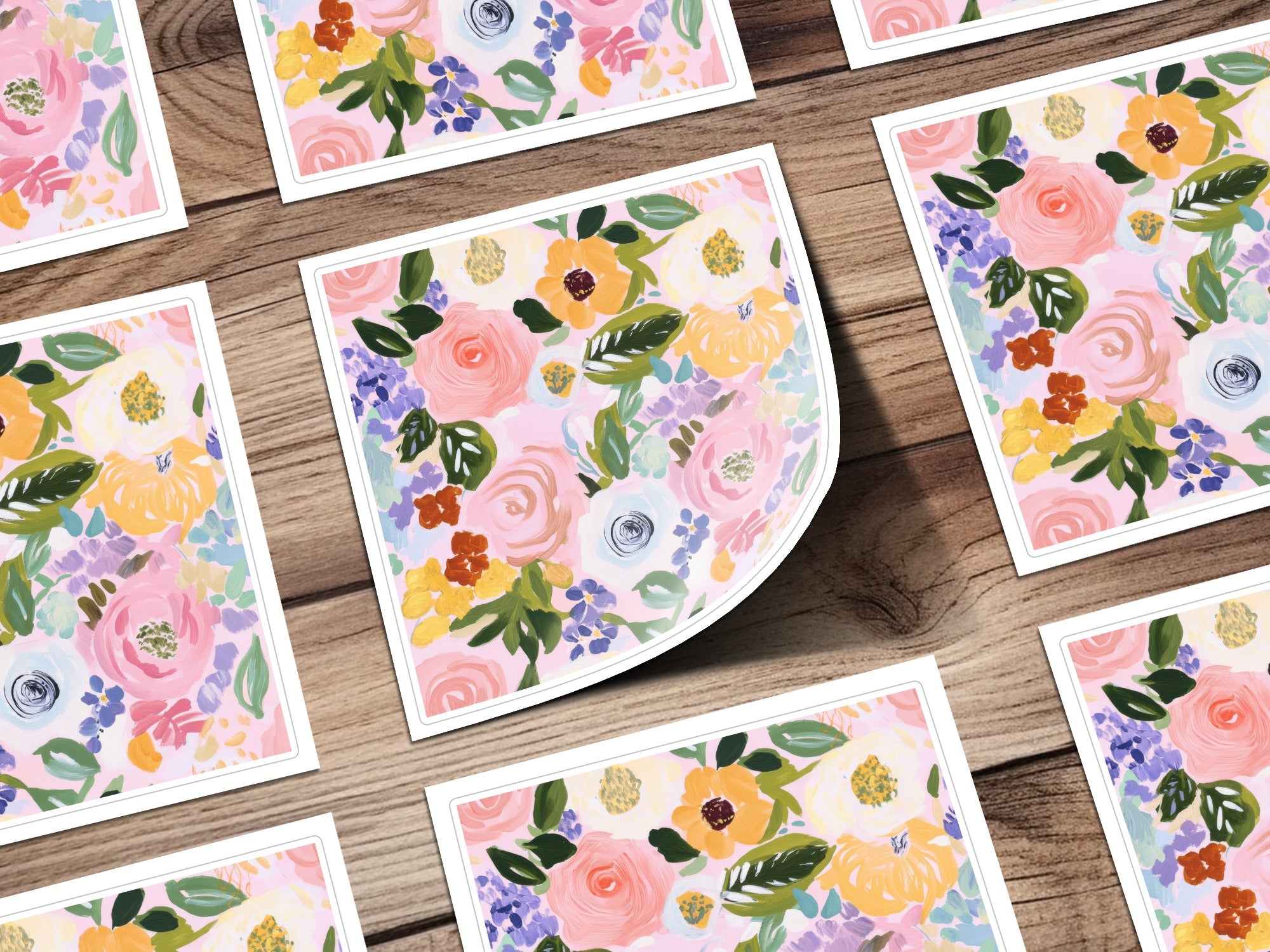 Acrylic Pink Floral Seamless Pattern, Fine Art Floral, Gouache Painted Flowers Digital Paper, Printable Fabric Design, Repeat Pattern - Moore and Mountain