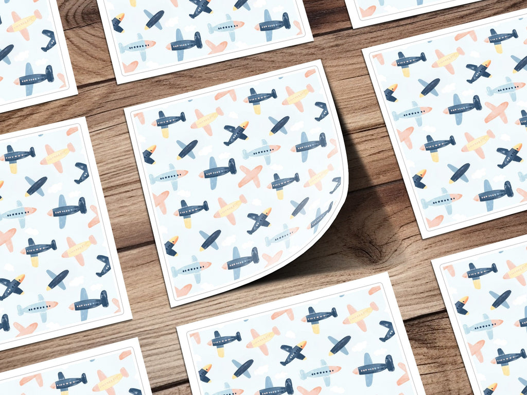 Airplane Digital Paper, Seamless Aviation Pattern, Pastel Airplane Print, Childrens Background, Airplane Seamless Pattern, Kid Digital Paper - Moore and Mountain