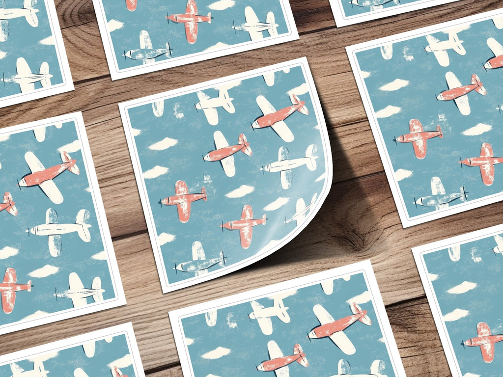 Airplane Seamless Pattern, Flying Aircraft Background, Kids Room Wallpaper, Retro Aviation Digital Paper, Plane Fabric Pattern, Digital - Moore and Mountain