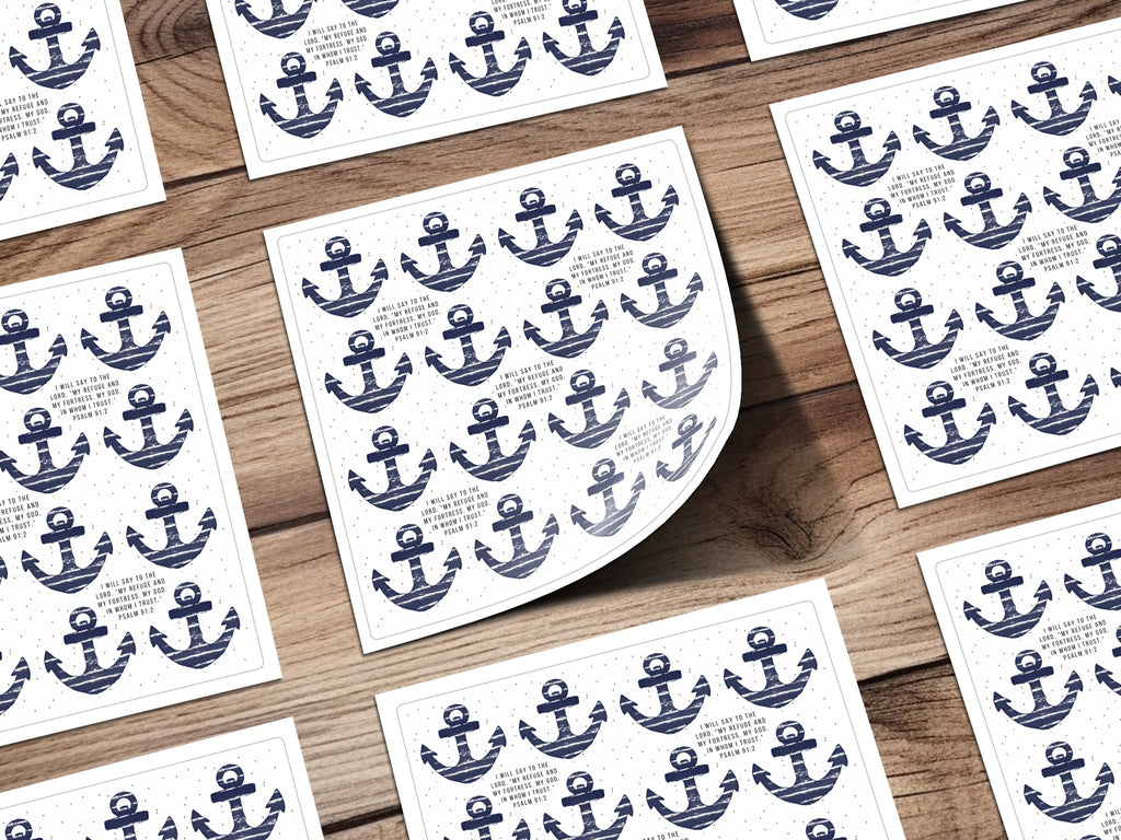 Nautical Anchor Design Stickers with Bible Verse Sheet