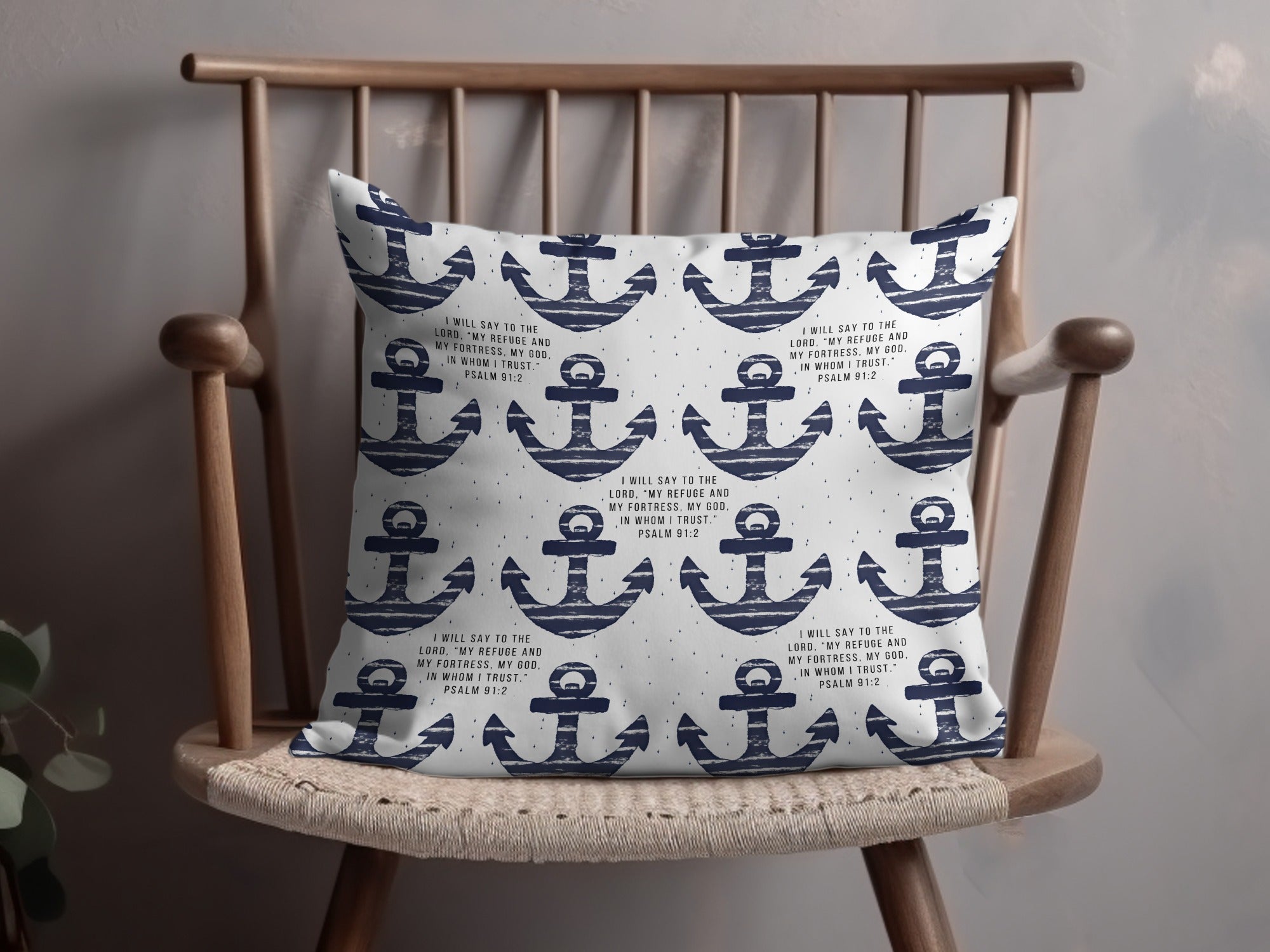 Nautical Anchor Psalm Verse Design Throw Pillow