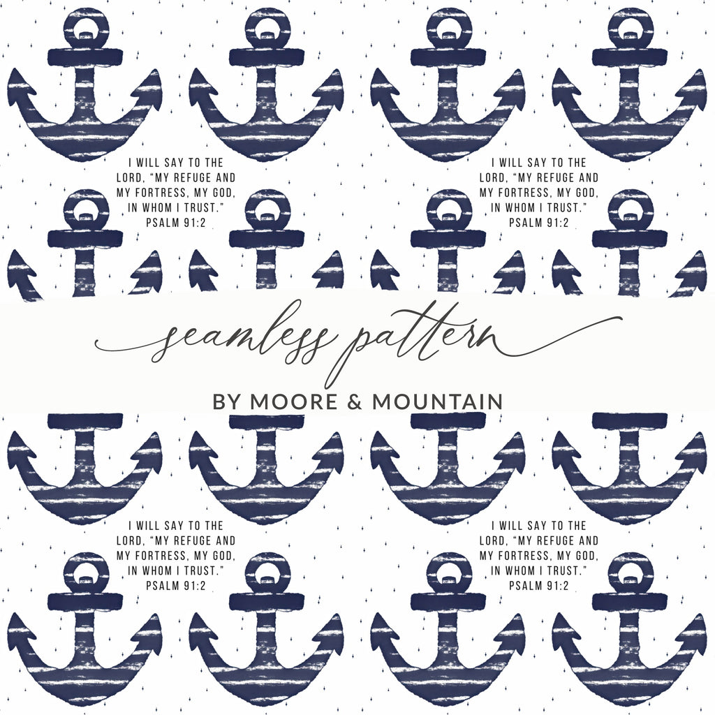 Navy Blue Anchor Seamless Pattern by Moore and Mountain