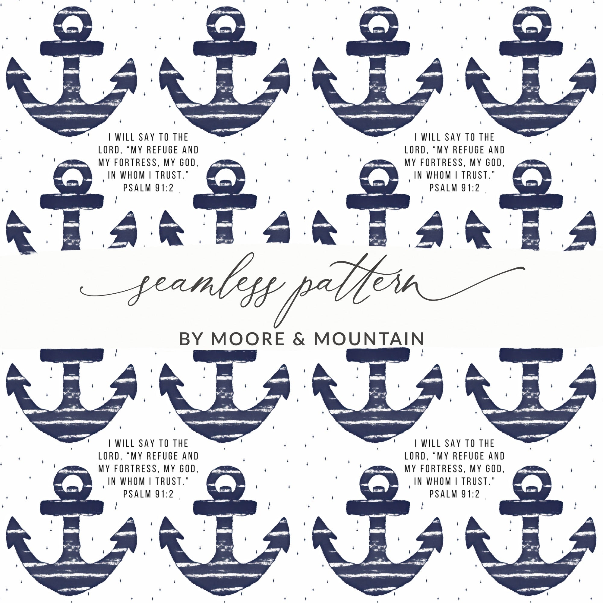 Navy Blue Anchor Seamless Pattern by Moore and Mountain