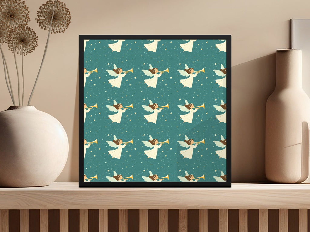 Angelic Trumpet Players Starry Sky Seamless Pattern Digital - Moore and Mountain