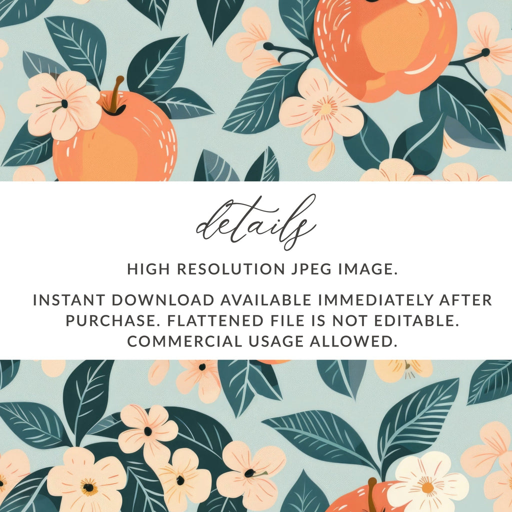 Apple Blossom Digital Paper, Seamless Pattern, Peach Floral Print, Scrapbook Paper, Fabric Design, Printable Backgrounds - Moore and Mountain