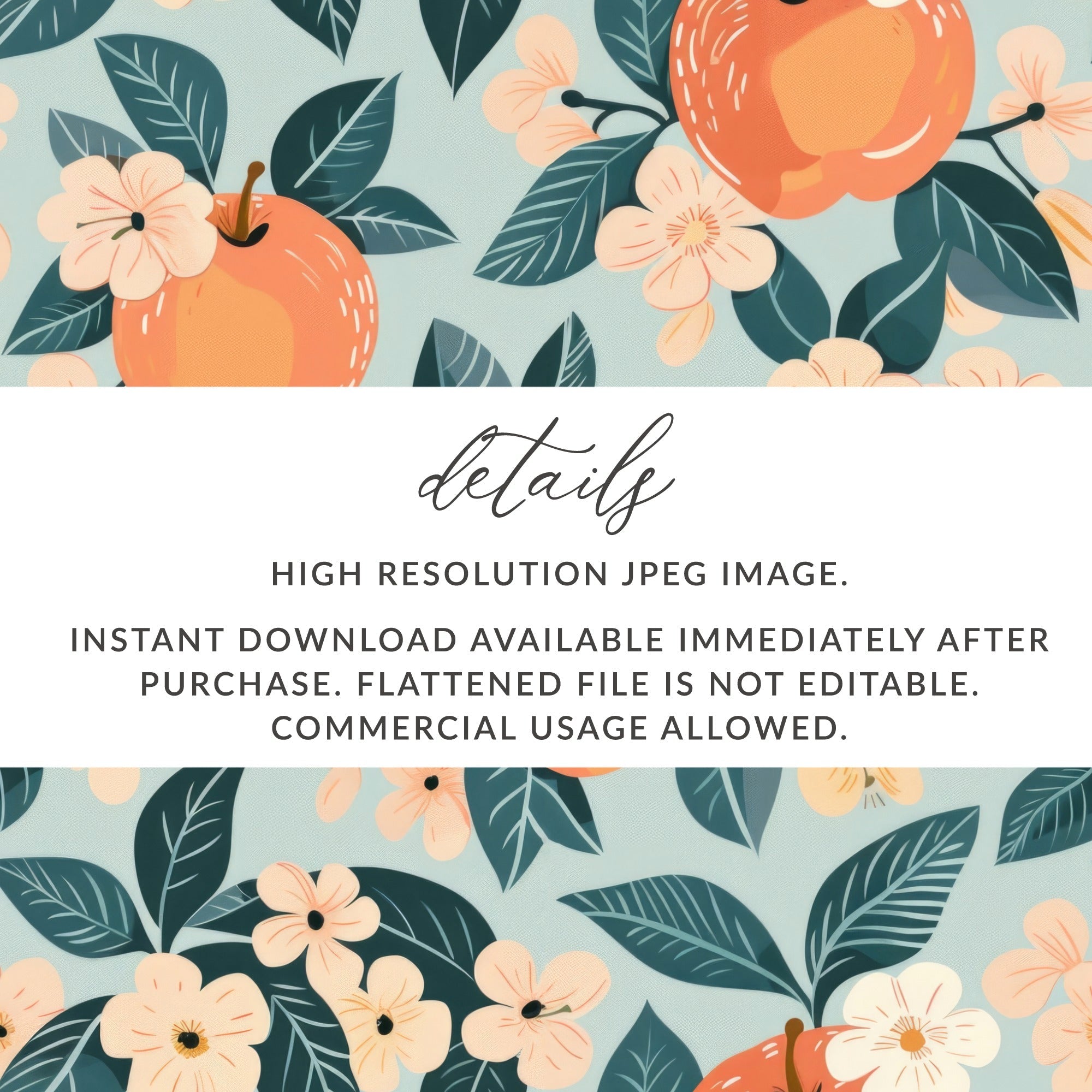 Apple Blossom Digital Paper, Seamless Pattern, Peach Floral Print, Scrapbook Paper, Fabric Design, Printable Backgrounds - Moore and Mountain