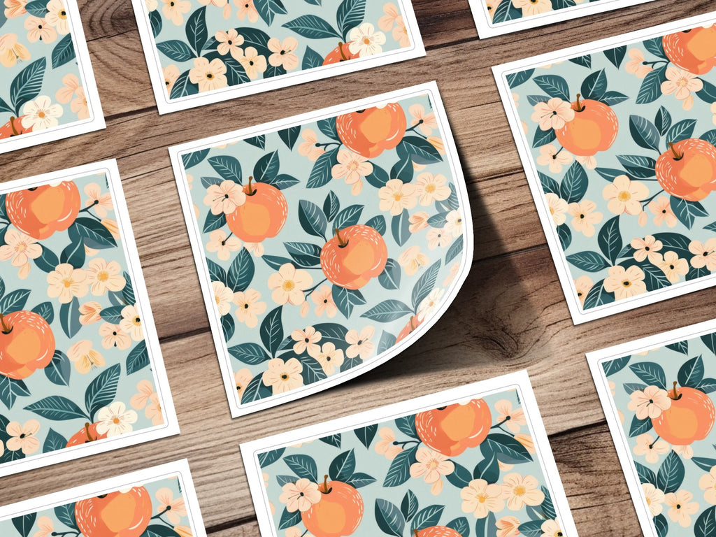 Apple Blossom Digital Paper, Seamless Pattern, Peach Floral Print, Scrapbook Paper, Fabric Design, Printable Backgrounds - Moore and Mountain