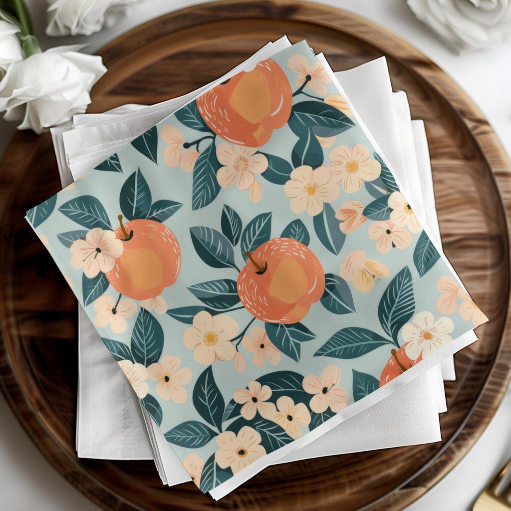 Apple Blossom Digital Paper, Seamless Pattern, Peach Floral Print, Scrapbook Paper, Fabric Design, Printable Backgrounds - Moore and Mountain