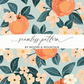 Apple Blossom Digital Paper, Seamless Pattern, Peach Floral Print, Scrapbook Paper, Fabric Design, Printable Backgrounds - Moore and Mountain