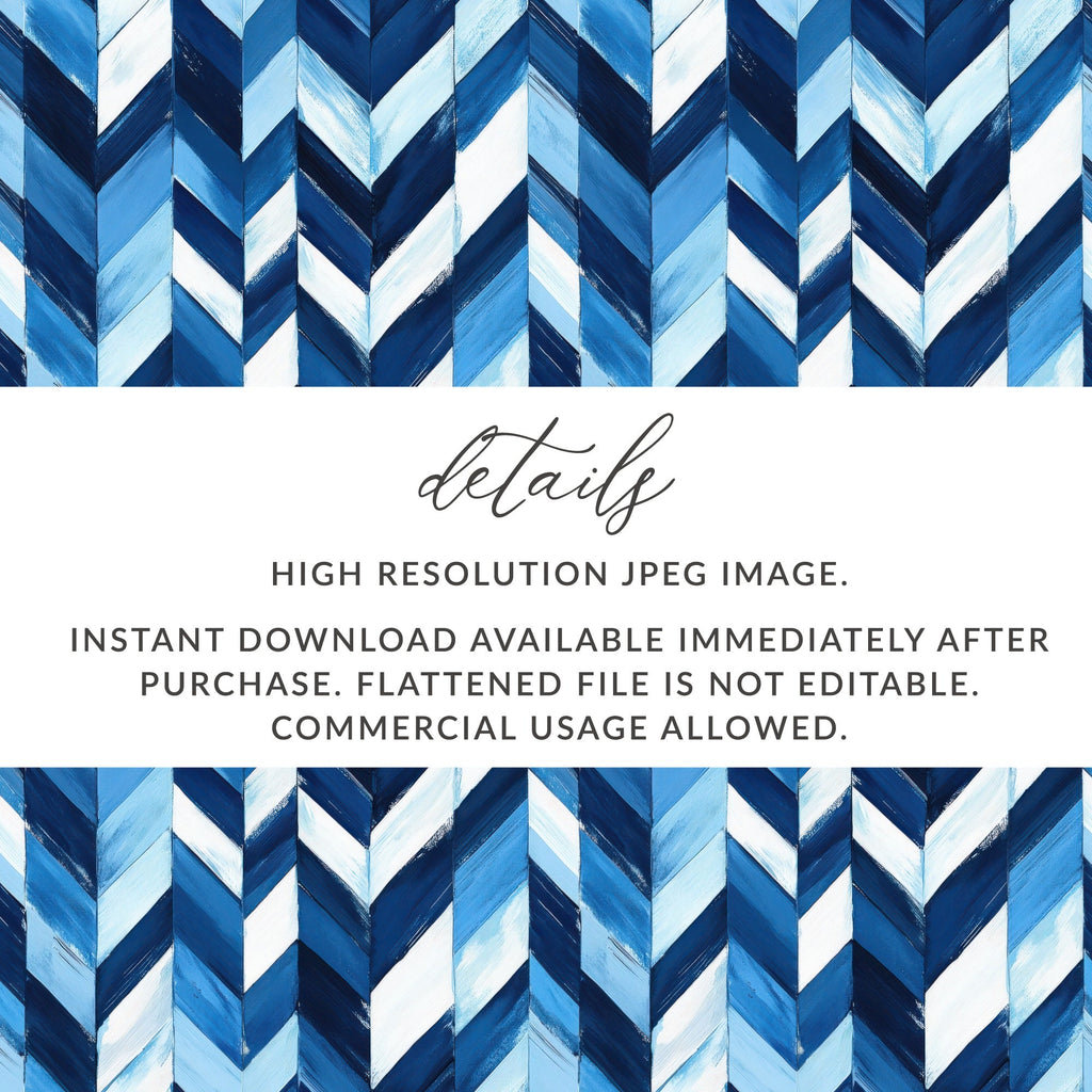 Artistic Herringbone Pattern Shades Blue Indigo White Digital - Moore and Mountain