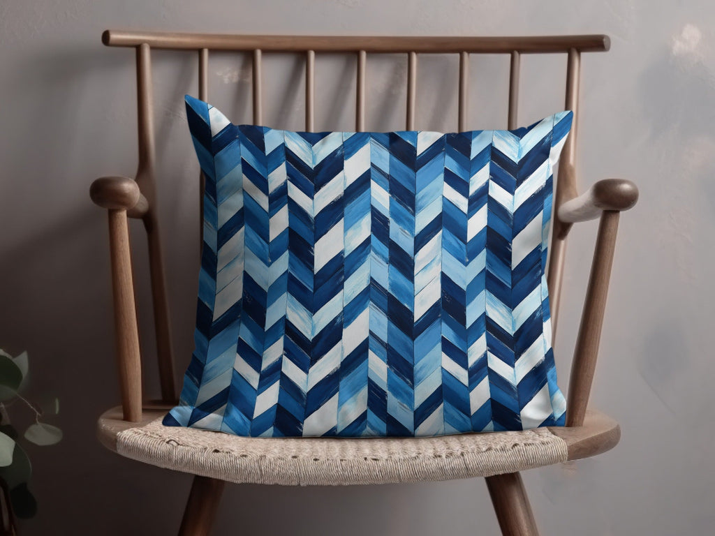Artistic Herringbone Pattern Shades Blue Indigo White Digital - Moore and Mountain
