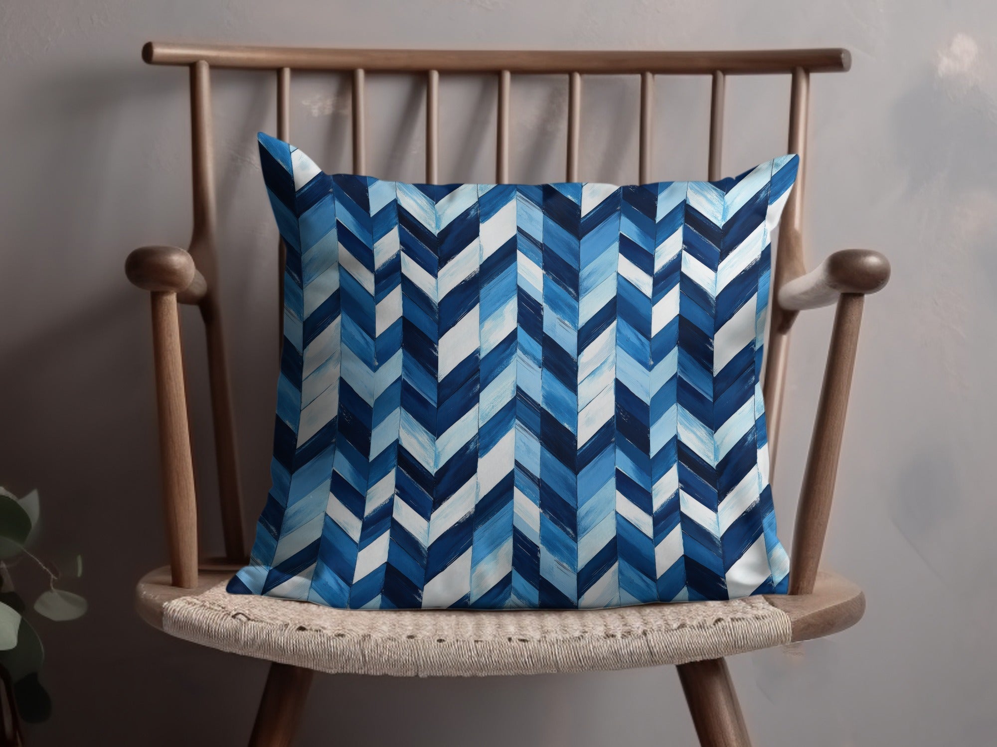 Artistic Herringbone Pattern Shades Blue Indigo White Digital - Moore and Mountain