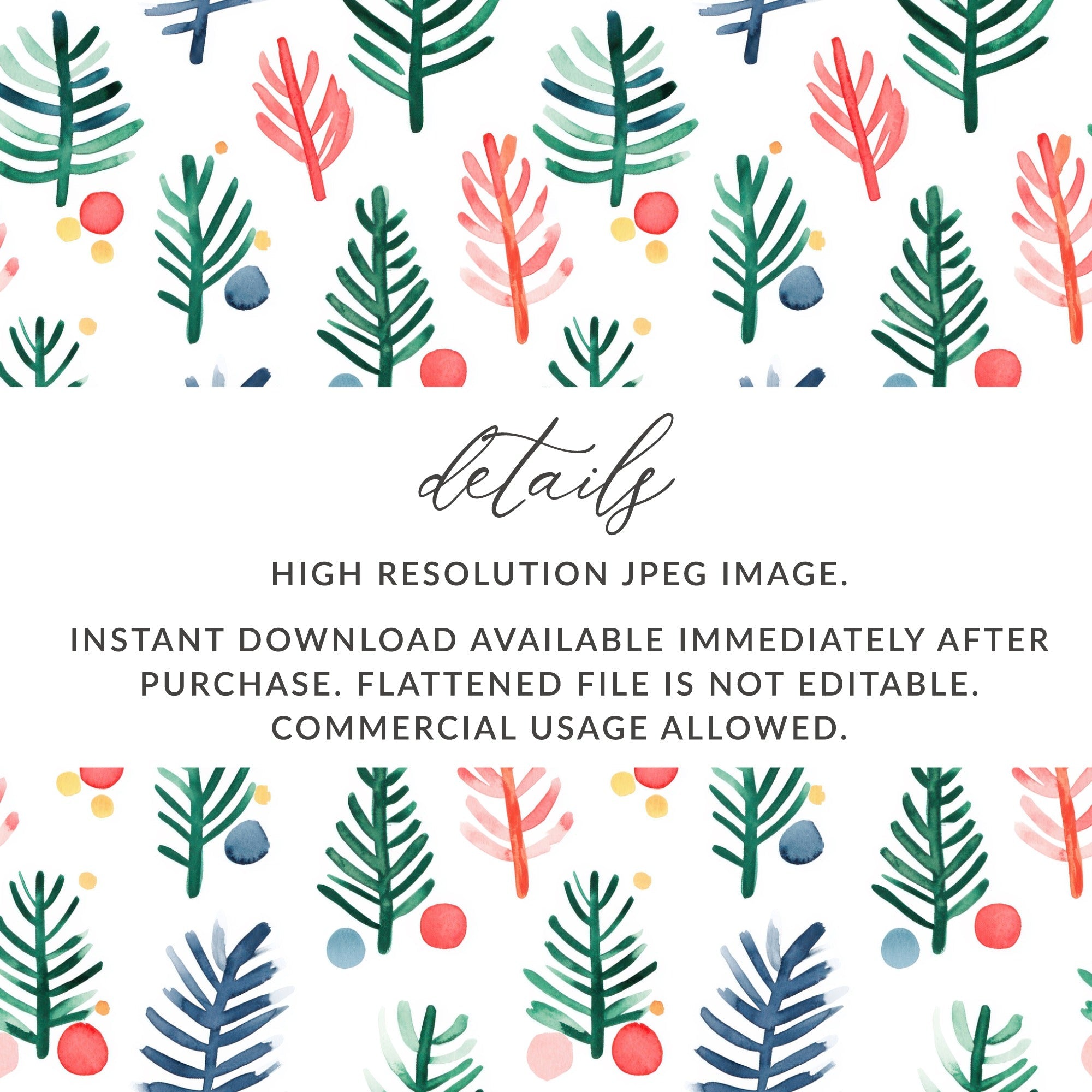 Artistic Watercolor Trees and Dots Patterned Design Digital - Moore and Mountain