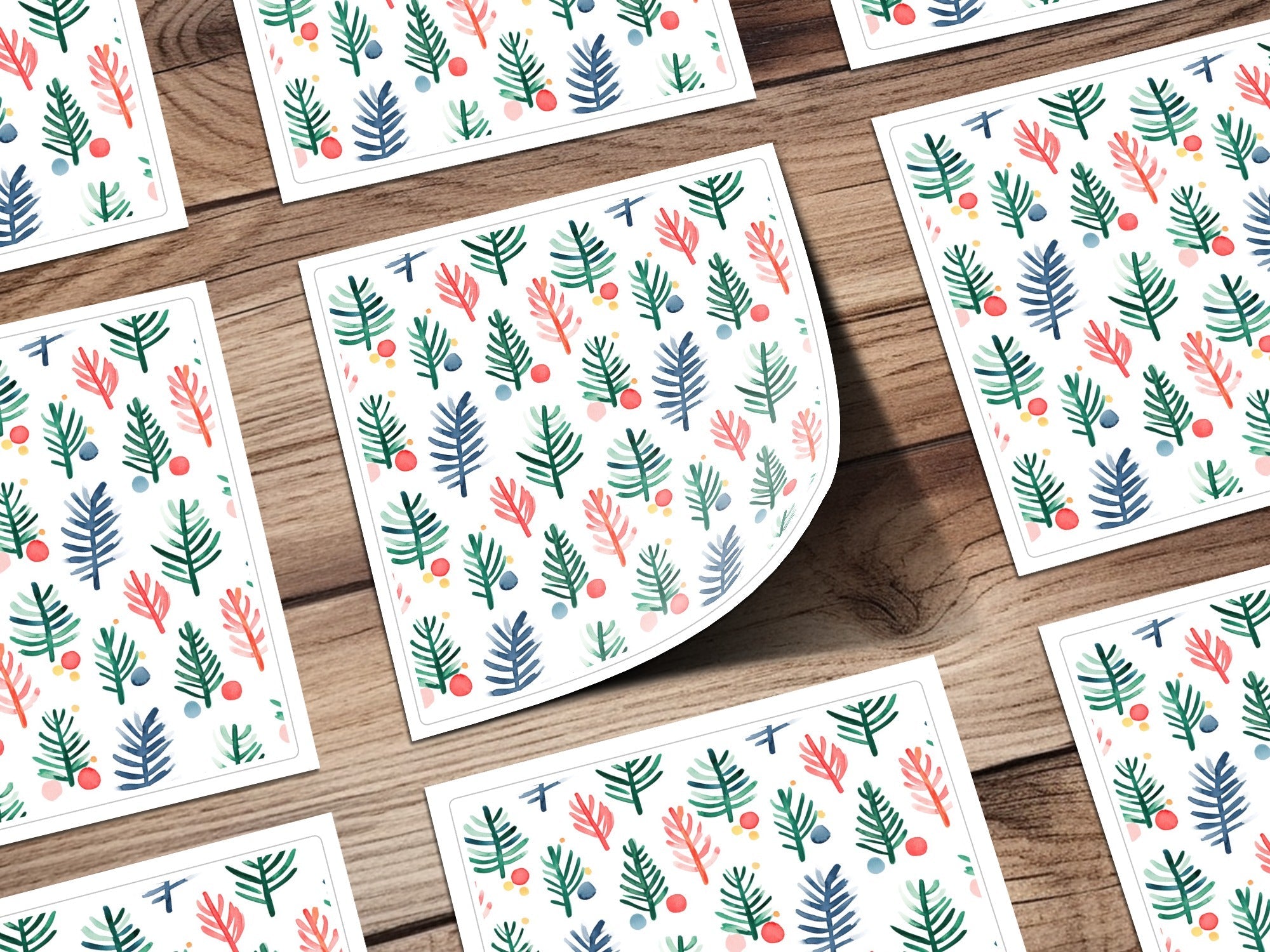 Artistic Watercolor Trees and Dots Patterned Design Digital - Moore and Mountain