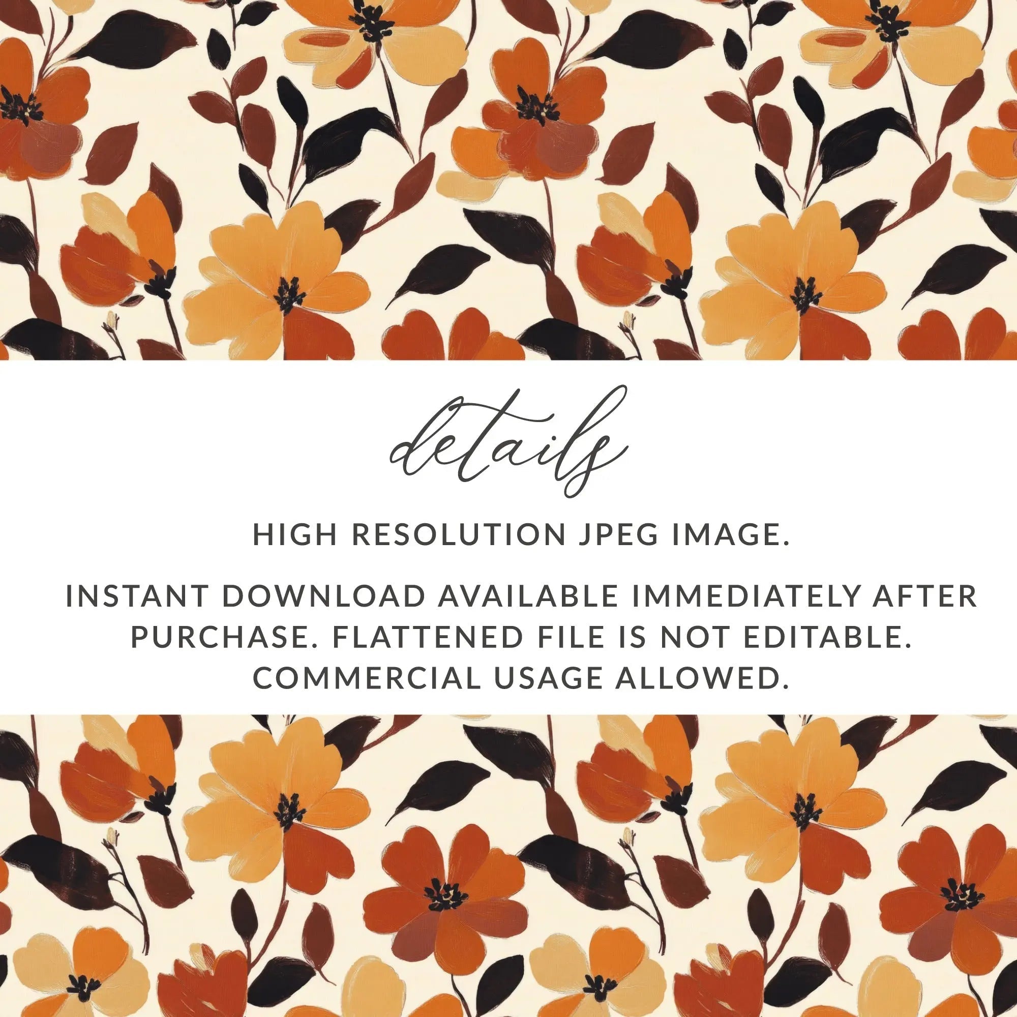 Autumn Floral Digital Paper, Seamless Flower Pattern, Fall Printable Paper, Thanksgiving Background, Digital Download for Crafts 12x12 - Moore and Mountain
