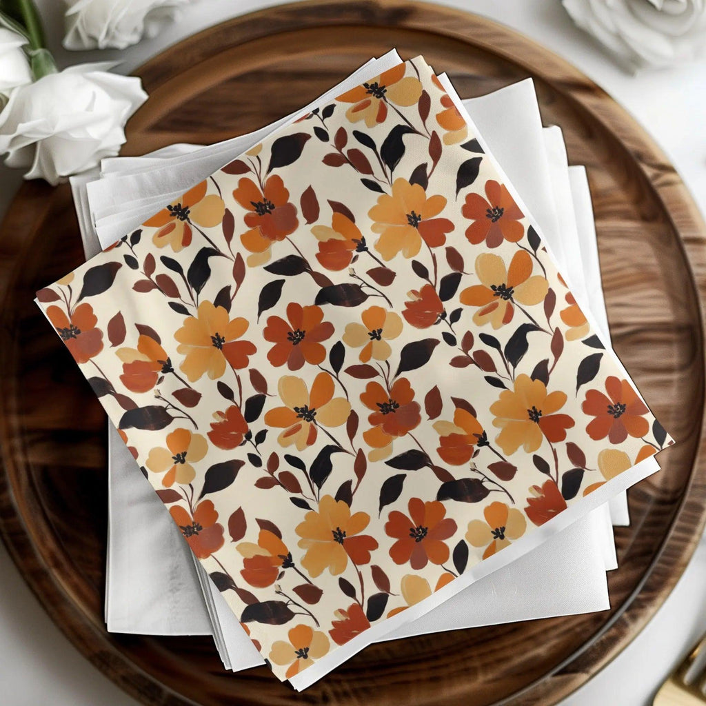 Autumn Floral Digital Paper, Seamless Flower Pattern, Fall Printable Paper, Thanksgiving Background, Digital Download for Crafts 12x12 - Moore and Mountain