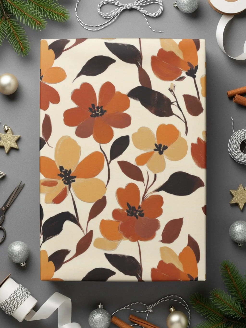 Autumn Floral Digital Paper, Seamless Flower Pattern, Fall Printable Paper, Thanksgiving Background, Digital Download for Crafts 12x12 - Moore and Mountain