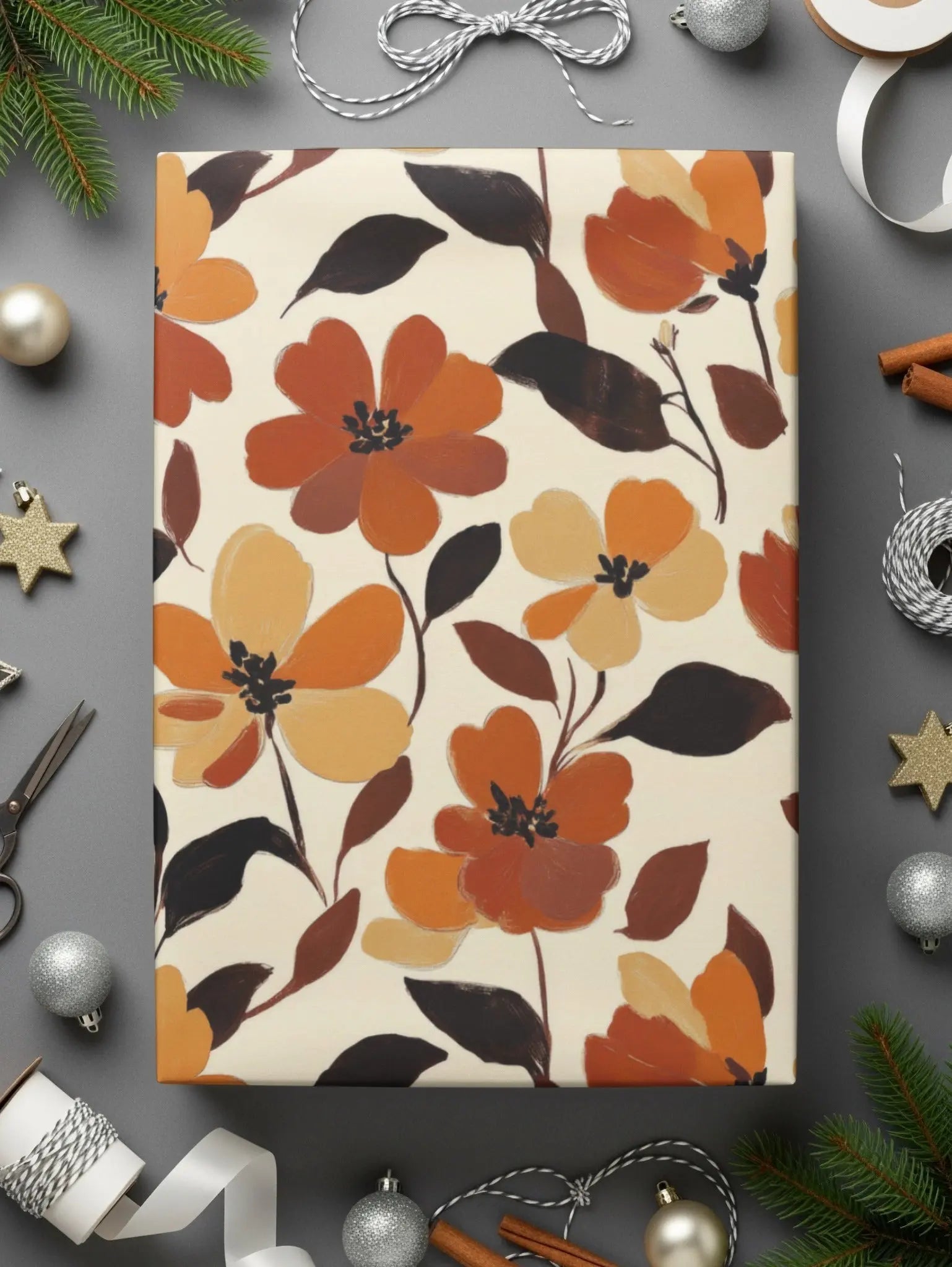 Autumn Floral Digital Paper, Seamless Flower Pattern, Fall Printable Paper, Thanksgiving Background, Digital Download for Crafts 12x12 - Moore and Mountain