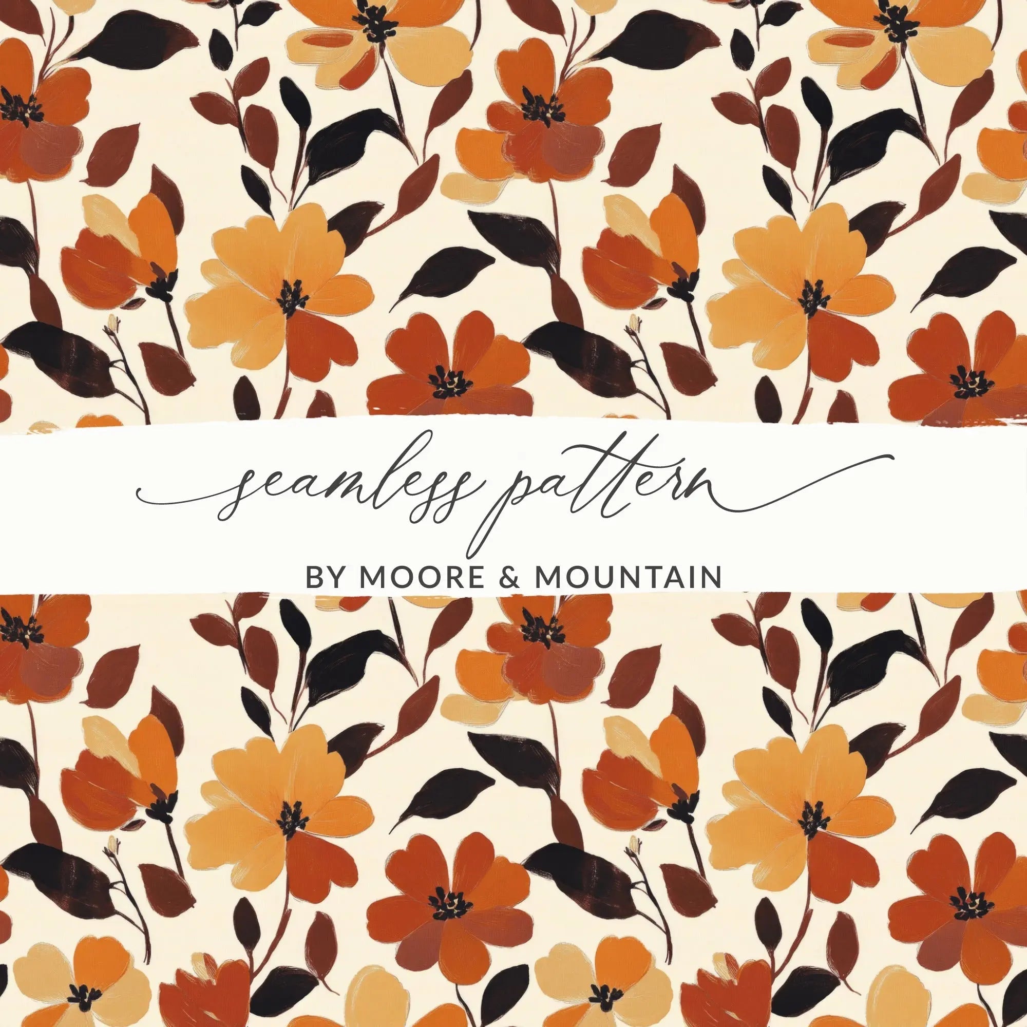 Autumn Floral Digital Paper, Seamless Flower Pattern, Fall Printable Paper, Thanksgiving Background, Digital Download for Crafts 12x12 - Moore and Mountain