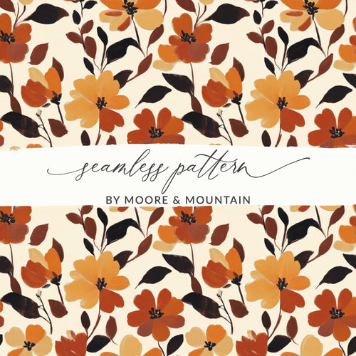 Autumn Floral Digital Paper, Seamless Flower Pattern, Fall Printable Paper, Thanksgiving Background, Digital Download for Crafts 12x12 - Moore and Mountain