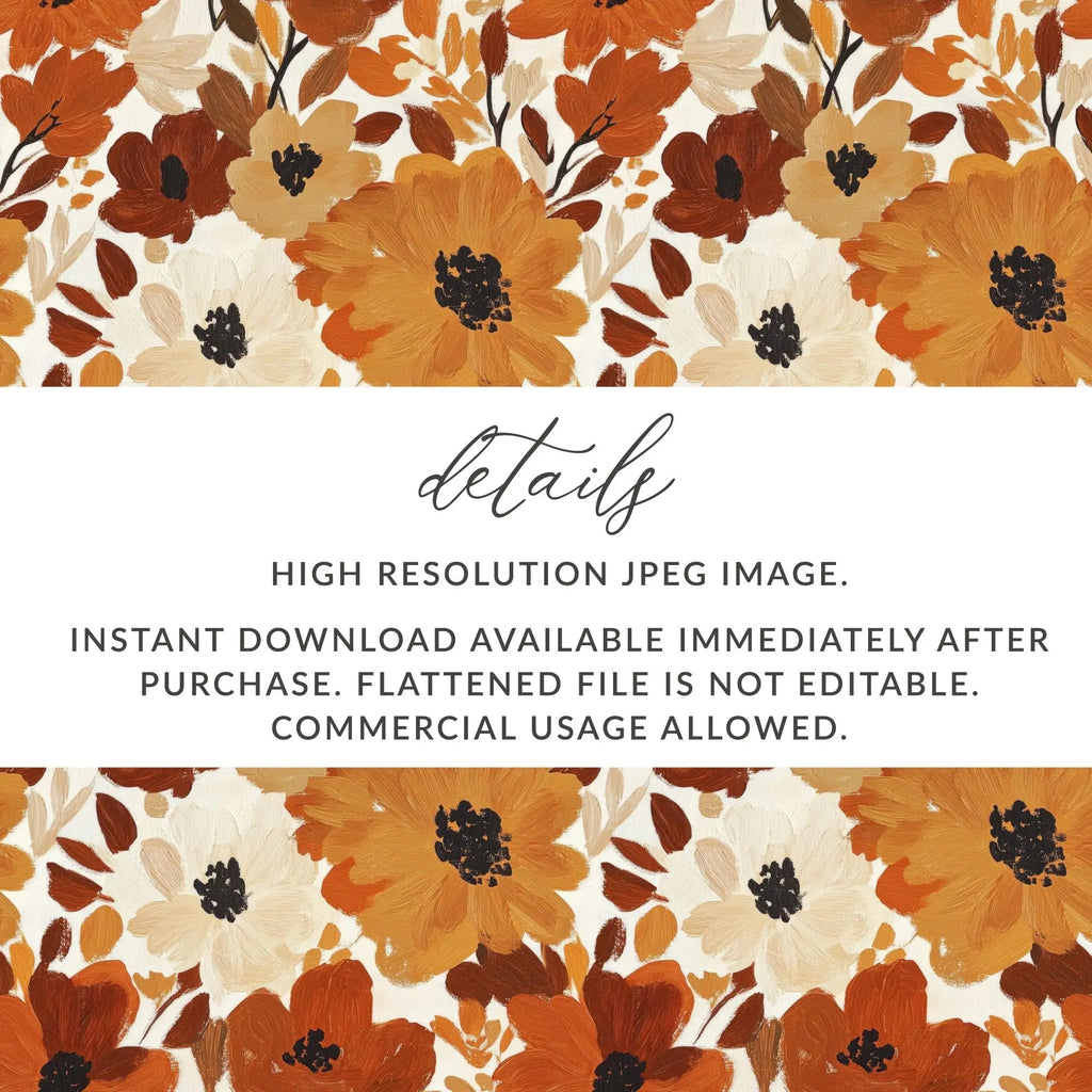 Autumn Floral Digital Seamless Pattern, Earth Tone Flowers, Fall Digital Paper for Fabric, Commercial Use, Download, Background Texture - Moore and Mountain