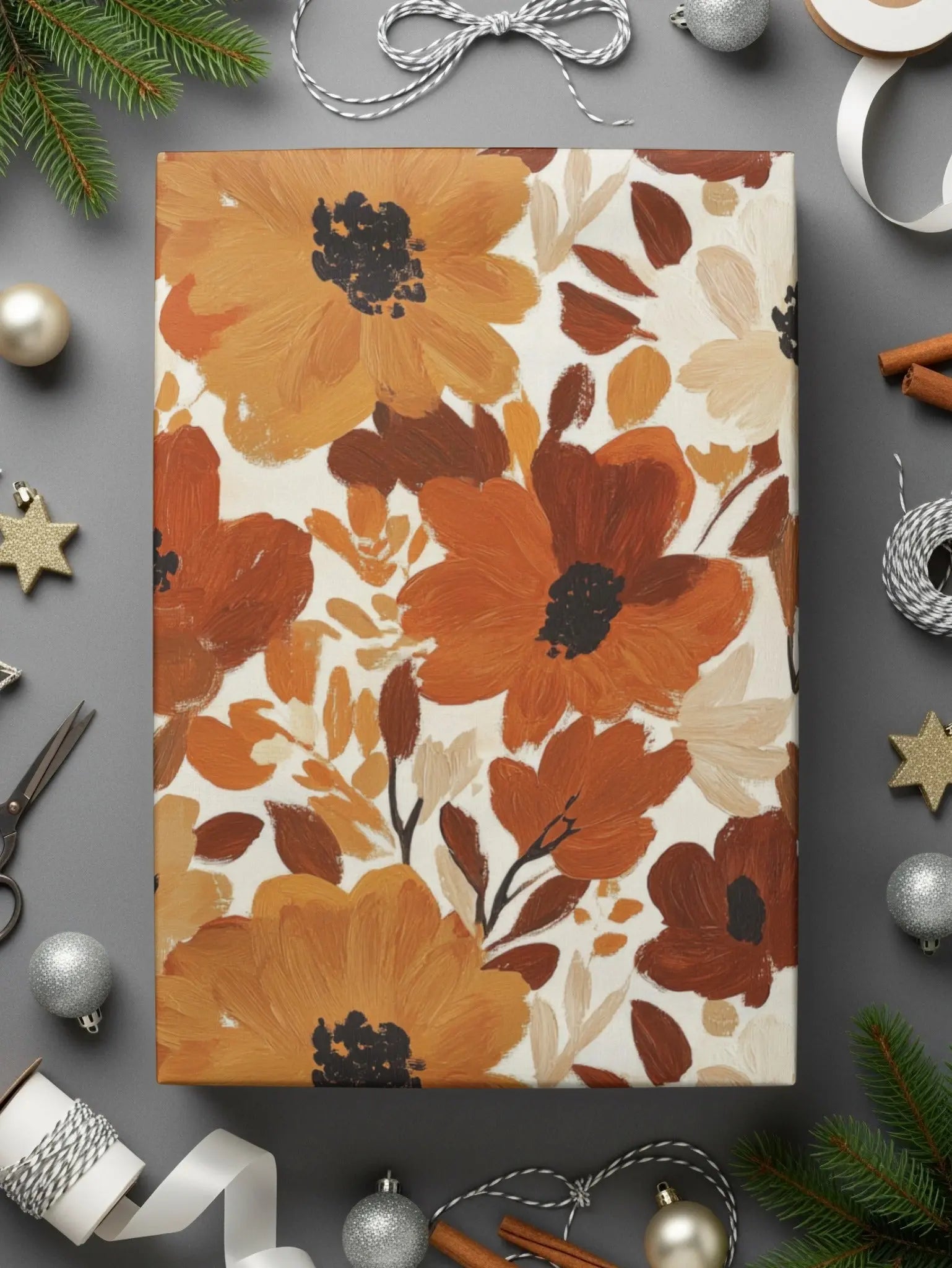 Autumn Floral Digital Seamless Pattern, Earth Tone Flowers, Fall Digital Paper for Fabric, Commercial Use, Download, Background Texture - Moore and Mountain