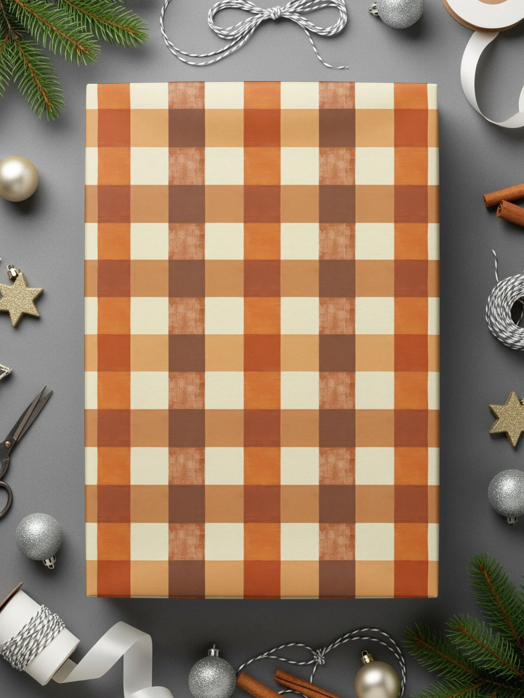 Autumn Plaid Digital Paper, Fall Seamless Pattern, Orange Brown Checkered Background, Scrapbooking Paper, Fabric Design, Digital Download - Moore and Mountain