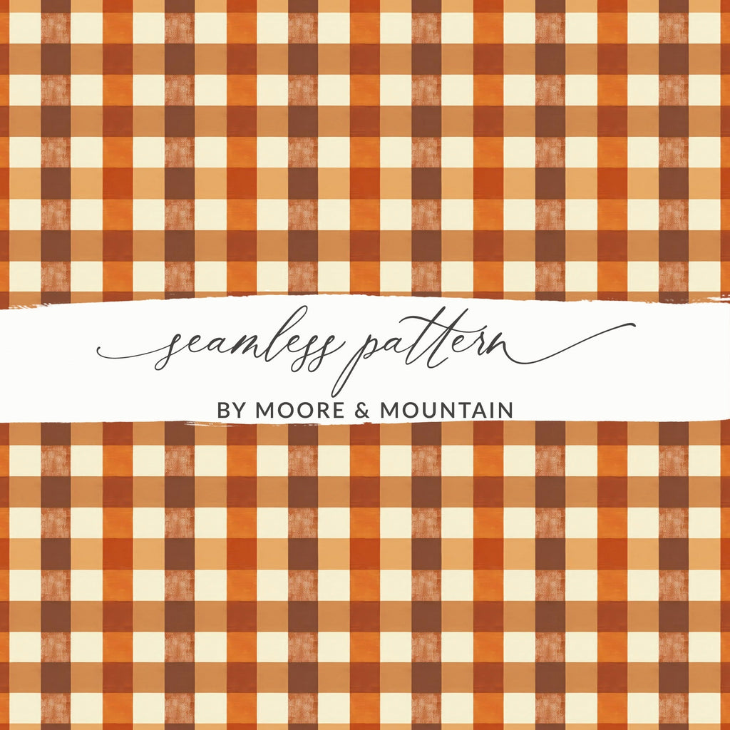 Autumn Plaid Digital Paper, Fall Seamless Pattern, Orange Brown Checkered Background, Scrapbooking Paper, Fabric Design, Digital Download - Moore and Mountain