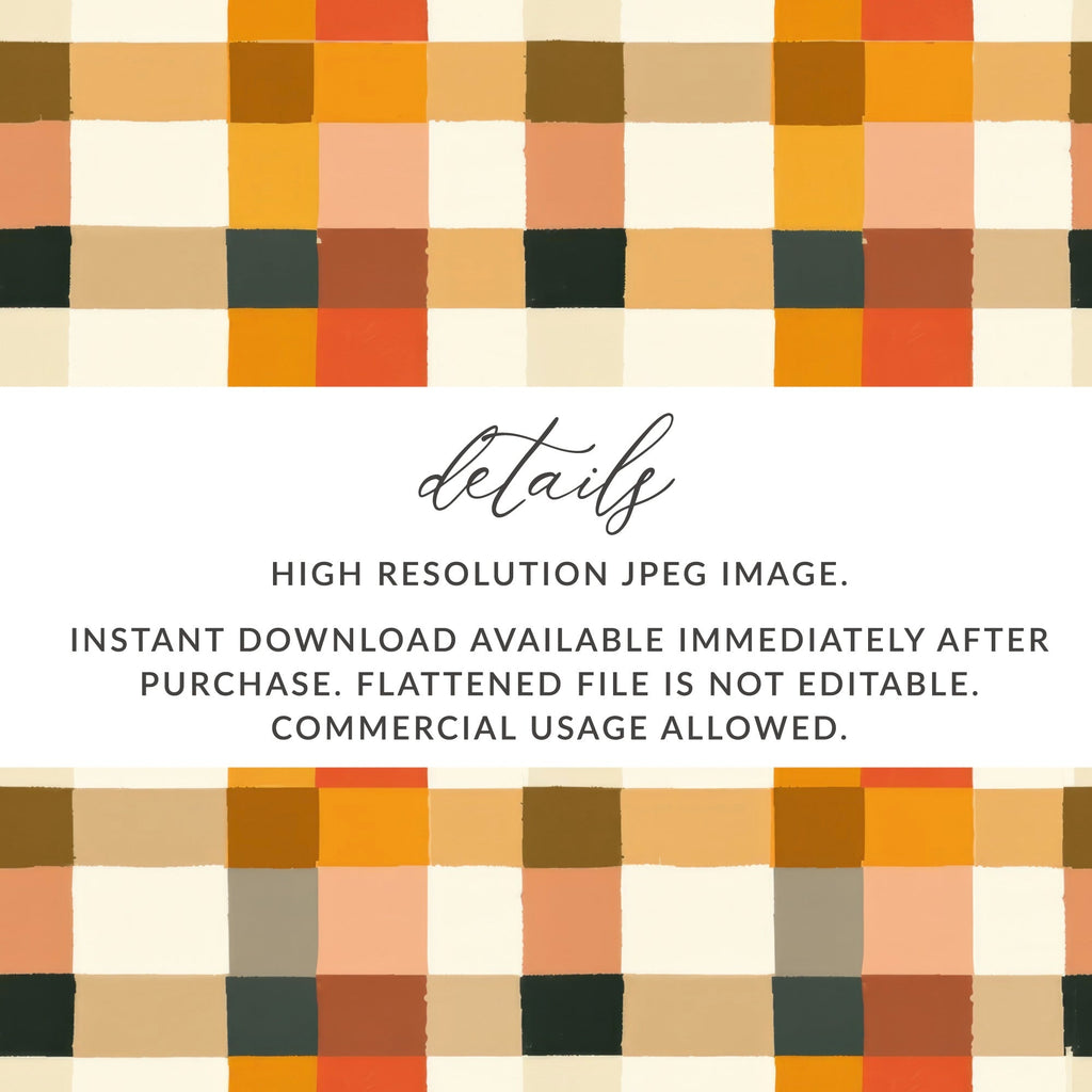 Autumn Plaid Digital Paper, Orange Brown Beige Checkered Pattern, Fall Scrapbook Paper, Neutral Buffalo Plaid Background, Digital Download - Moore and Mountain