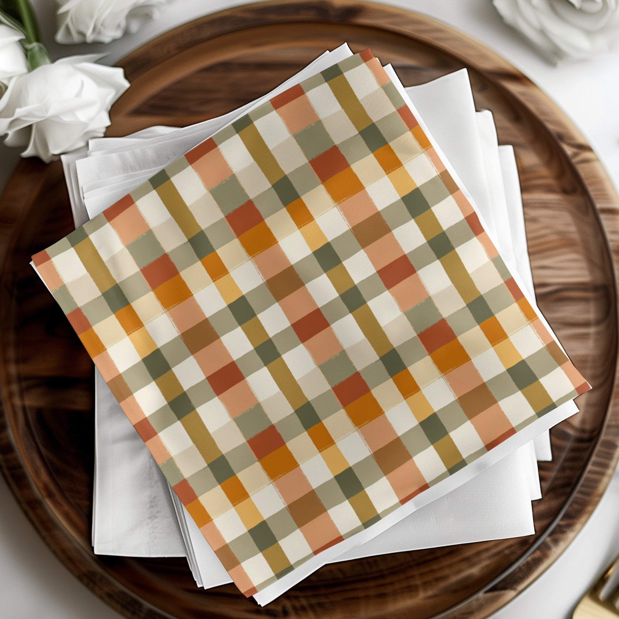 Earth Tone Plaid T-Shirt Digital File, Brown Tan Check Pattern, Seamless Plaid Design, Apparel, Home Decor, Fabric Pattern T-Shirt - Moore and Mountain