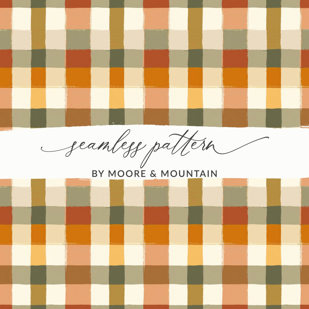 Earth Tone Plaid T-Shirt Digital File, Brown Tan Check Pattern, Seamless Plaid Design, Apparel, Home Decor, Fabric Pattern T-Shirt - Moore and Mountain